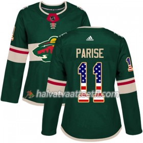Naisten NHL Minnesota Wild Pelipaita Zach Parise 11 Adidas 2017-2018 Vihreä USA Flag Fashion Authentic